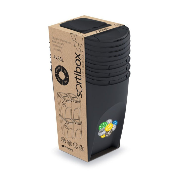 Set scheidingsmanden Prosperplast Sortibox 4x35L antraciet