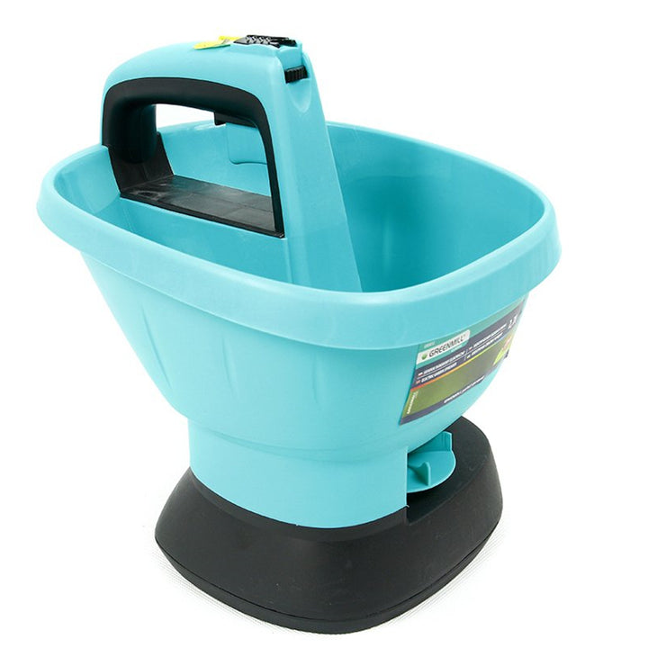 Greenmill GR0032 Elektrische Handstrooier Tuinzaaimachine Batterij aangedreven Snelheidsregeling Doseerinstelling Zaadschuif Handzaag 2,7 L
