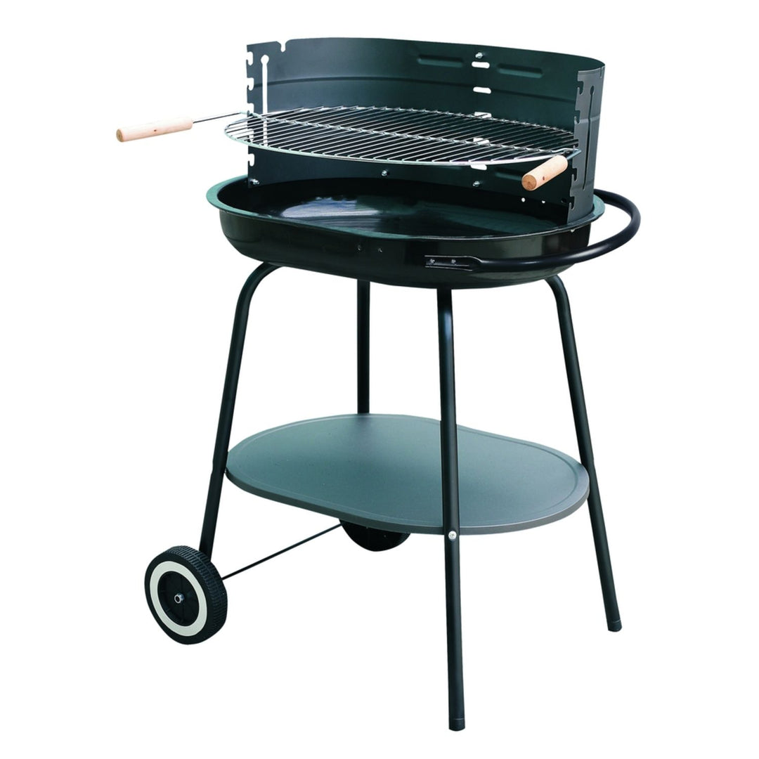 Ovale houtskoolgrill 60x42cm met wielen, Master Grill MG942 tuinbarbecue