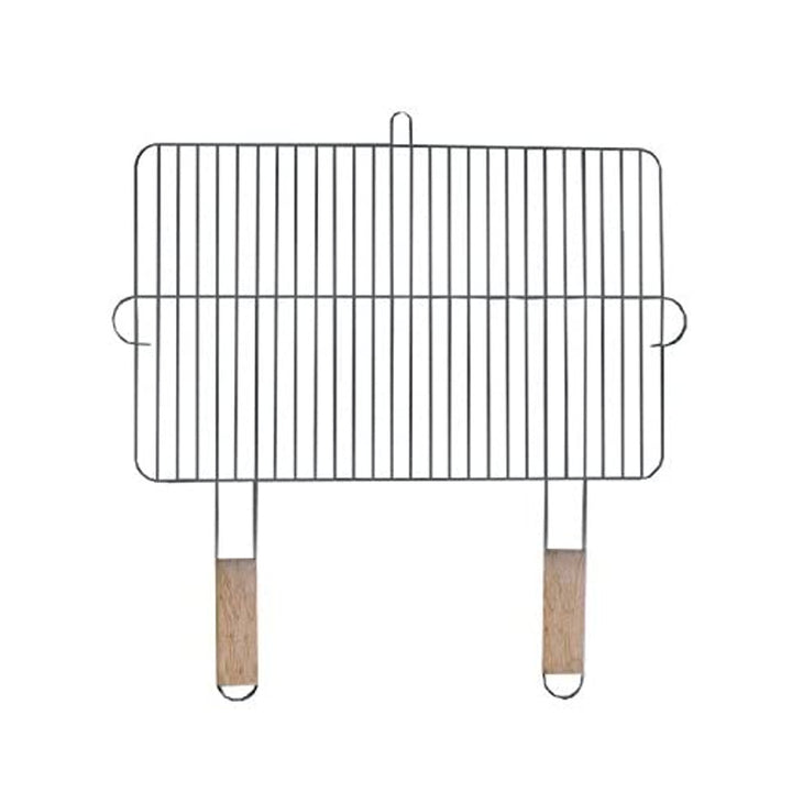 Grillrooster 54x34cm met 2 houten handgrepen, grillrooster van verchroomd staal Vervangingsrooster voor grillopzetstuk