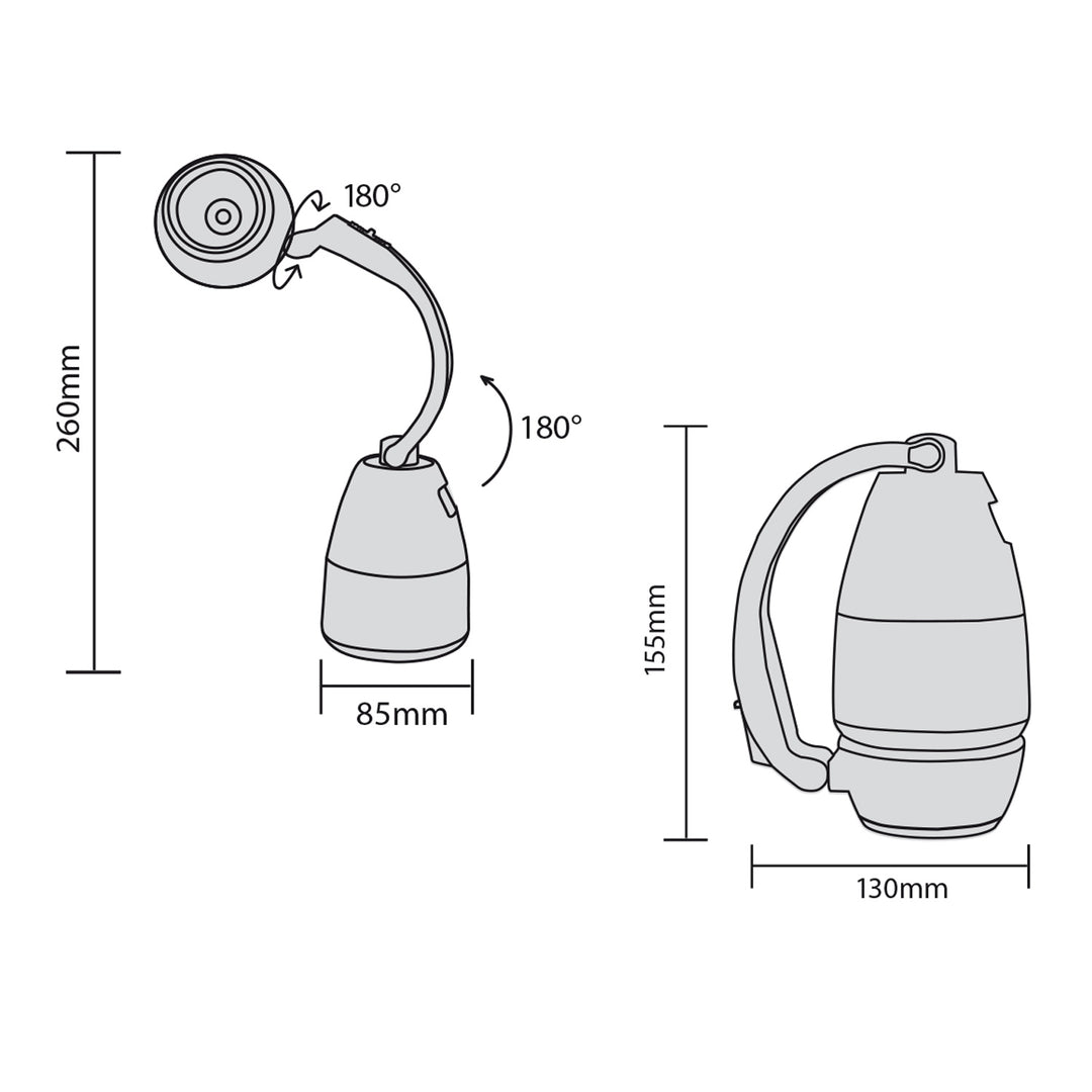 Maclean MCE294 3 in 1 LED lamp Campinglamp Tafellamp Zaklamp Opvouwbaar Buiten 3 lichtstanden 1W 60-200LM koud wit 6000K IP20 (batterij werkt: 3xAA 1.5V)