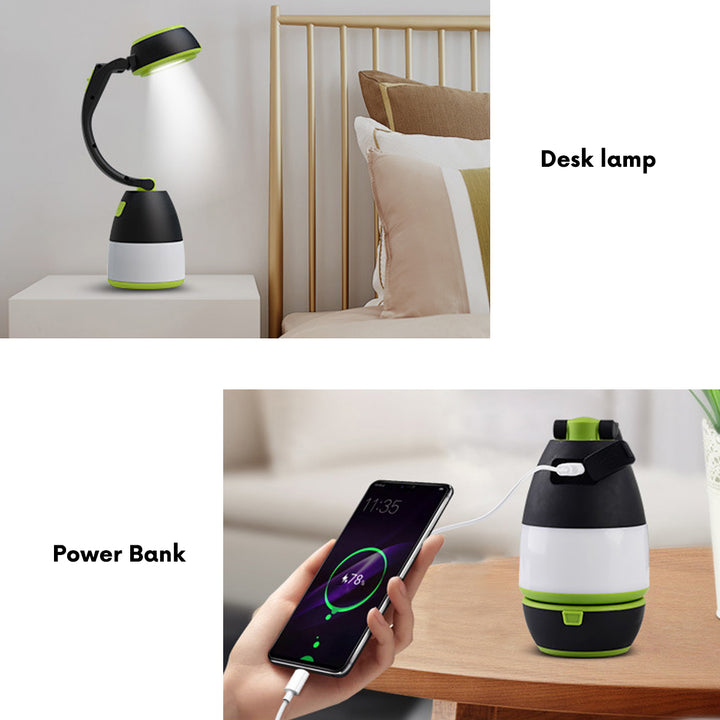 Lampe LED 3 en 1 lampe de camping lampe de table lampe de poche pliable extérieur 3 modes d'éclairage 1W 60-200LM blanc froid 6000K IP20 (batterie intégrée 1500mAh / fonction batterie externe)