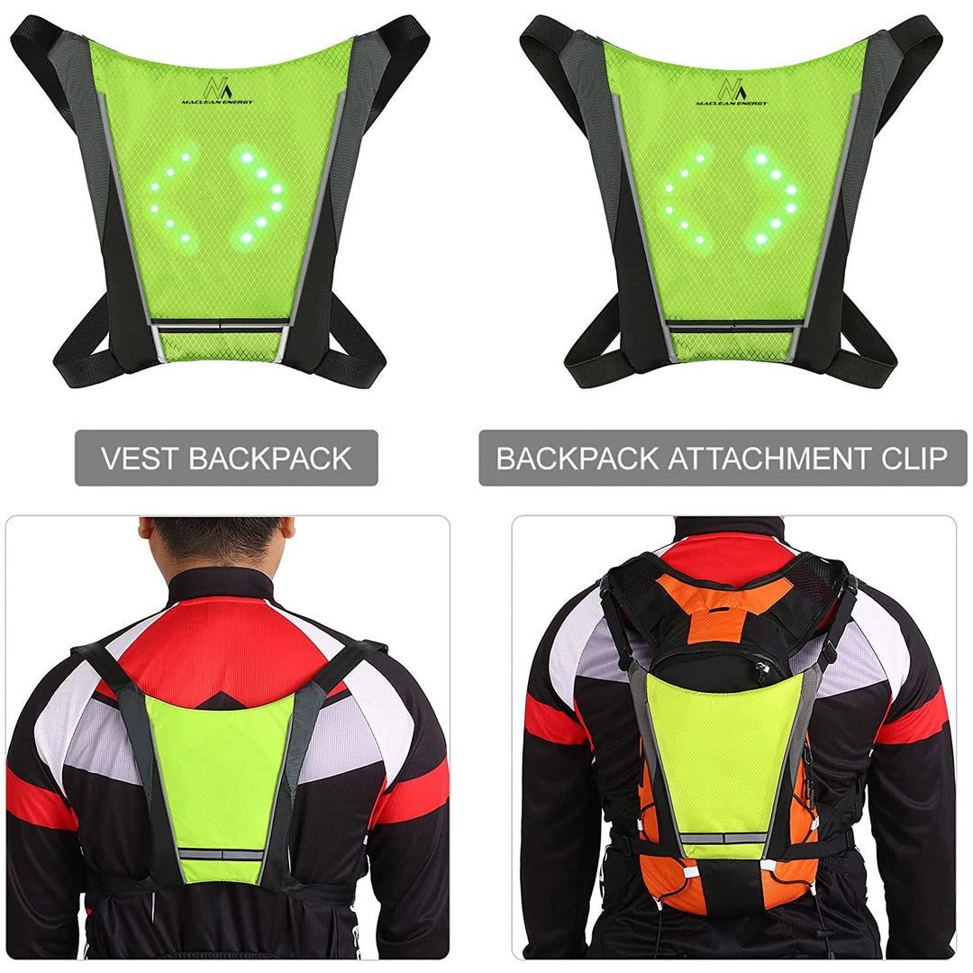 Gilet de sécurité avec lumières clignotantes LED Sac à dos avec clignotants réglables Télécommande Course à pied Cyclisme Gilet de cyclisme rechargeable par USB Taille universelle