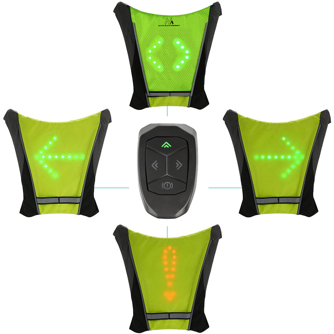 Gilet de sécurité avec lumières clignotantes LED Sac à dos avec clignotants réglables Télécommande Course à pied Cyclisme Gilet de cyclisme rechargeable par USB Taille universelle