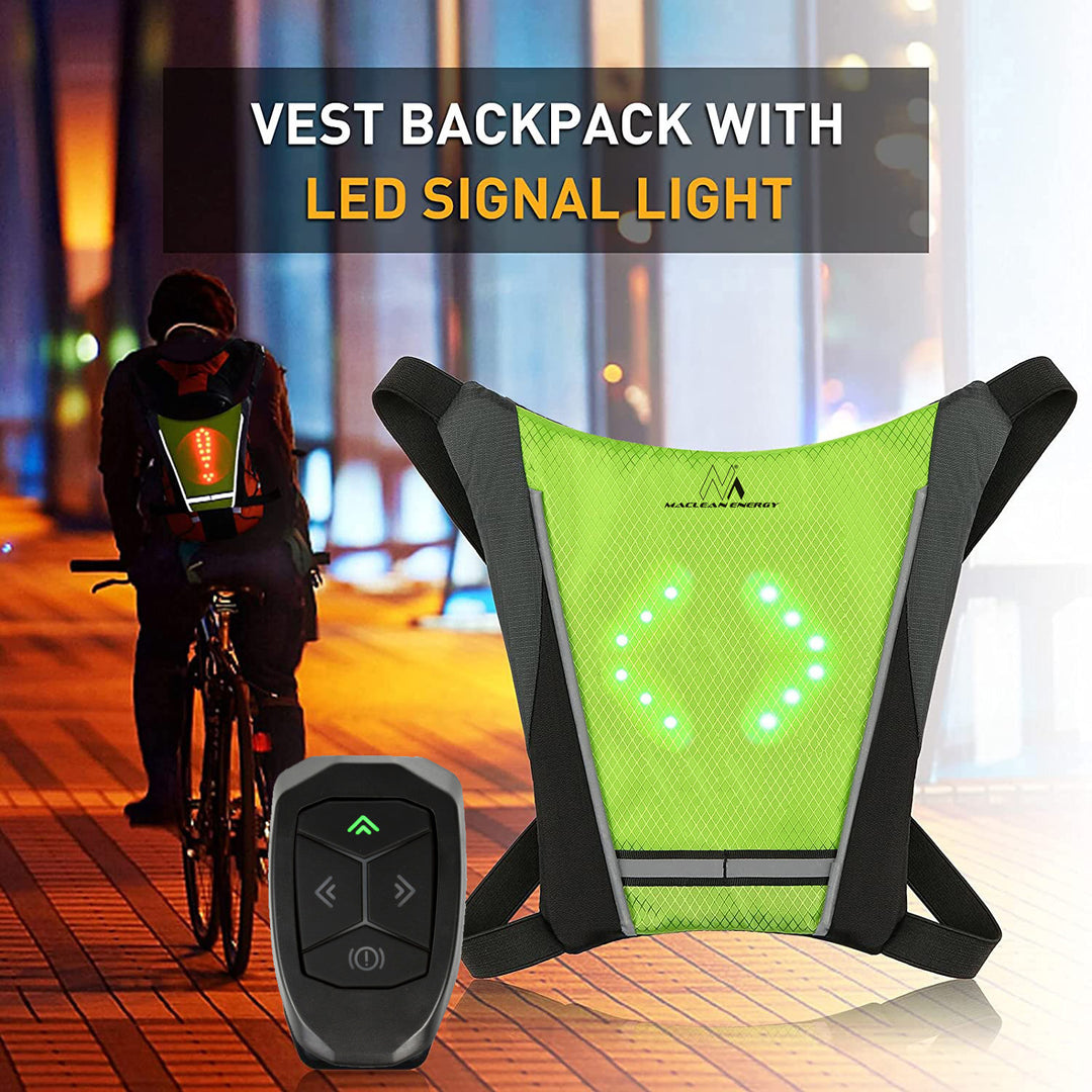 Gilet de sécurité avec lumières clignotantes LED Sac à dos avec clignotants réglables Télécommande Course à pied Cyclisme Gilet de cyclisme rechargeable par USB Taille universelle