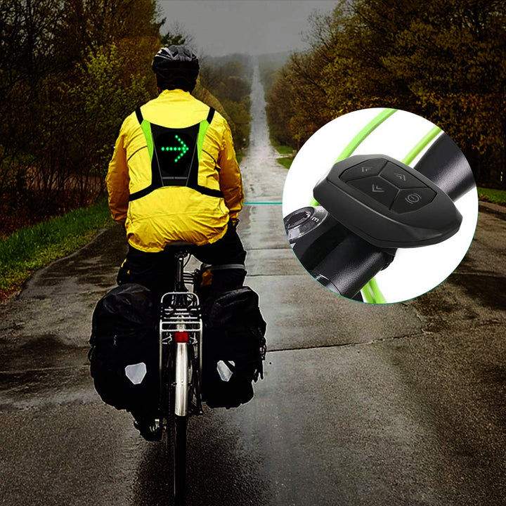 Gilet de sécurité avec lumières clignotantes LED Sac à dos avec clignotants réglables Télécommande Course à pied Cyclisme Gilet de cyclisme rechargeable par USB Taille universelle