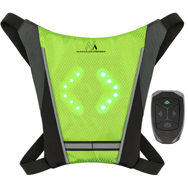 Gilet de sécurité avec lumières clignotantes LED Sac à dos avec clignotants réglables Télécommande Course à pied Cyclisme Gilet de cyclisme rechargeable par USB Taille universelle