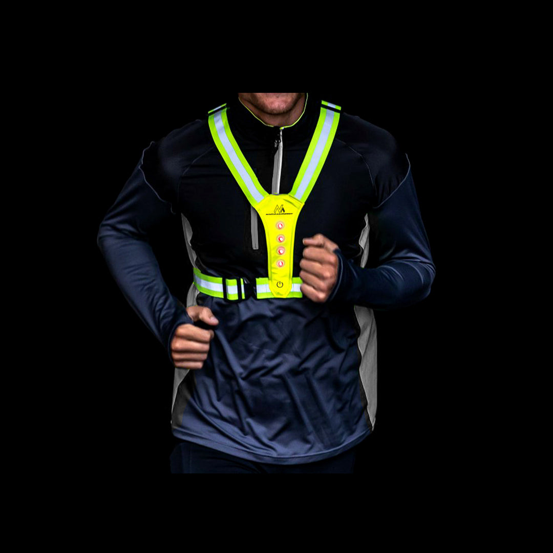 Maclean MCE425 Reflecterend vest met LED-verlichting 360° veiligheidsvest met reflecterende strepen 2X 4 LED - aan de voor- en achterkant Veiligheidsvest voor hardlopen en fietsen IPX2