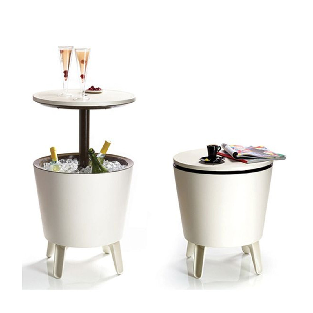 Keter -Cool Bar 2 in1 - Drinkkoeler en bijzettafel/ Draagbare tuinbar / Crème - chocoladekleur
