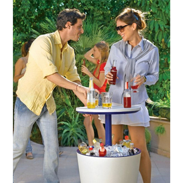 Keter -Cool Bar 2 in1 - Drinkkoeler en bijzettafel/ Draagbare tuinbar / Crème - chocoladekleur