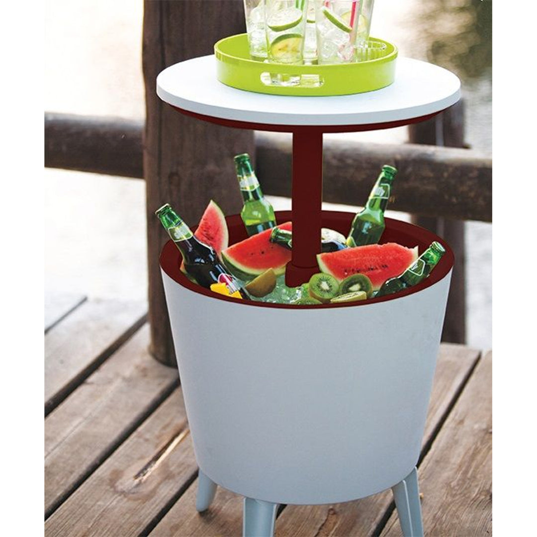 Keter -Cool Bar 2 in1 - Drinkkoeler en bijzettafel/ Draagbare tuinbar / Crème - chocoladekleur