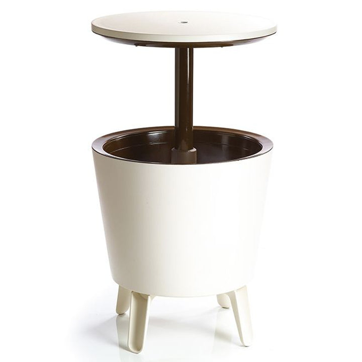 Keter -Cool Bar 2 in1 - Drinkkoeler en bijzettafel/ Draagbare tuinbar / Crème - chocoladekleur