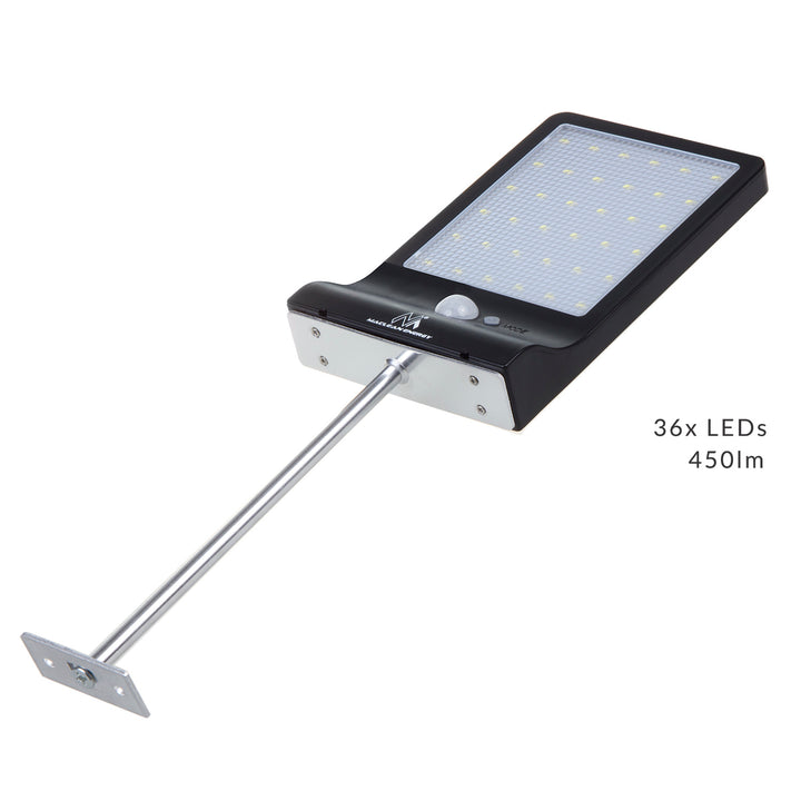 Maclean MCE444 Outdoor Wandlampen Solar LED Lamp met Bewegingssensor Schemersensor IP65 Wandlamp Verstelbare Wandafstand 4W 450 Lumen 6000K (1x Stuk)