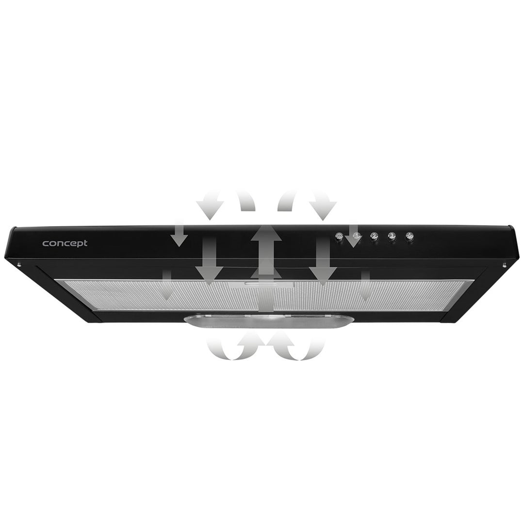 Concept OPP2060 Onderkast Afzuigkap 60 cm LED Verlichting 3 Vermogensniveaus 175 m3/h (Zwart)