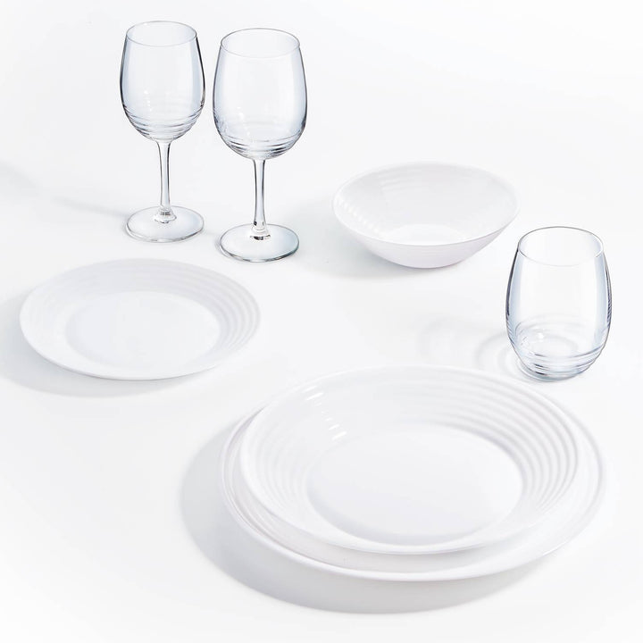 LUMINARC Harena servies met soepkom 18 stuks (soepkom 20 cm) voor 6 personen glas wit