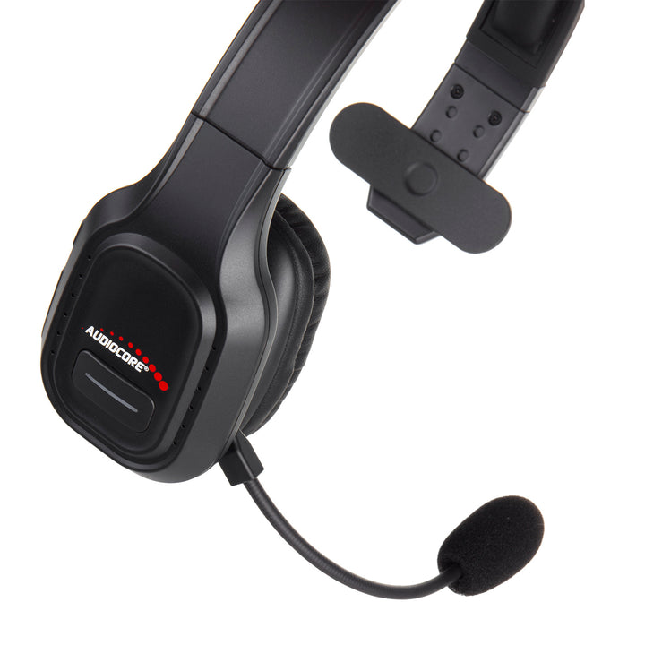 Audiocore AC864 Bluetooth-headset met ruisonderdrukkende microfoon voor callcenter-over-ear-koptelefoon 32 uur gesprekstijd Handsfree draadloos Compatibel met Google Assistant en Siri