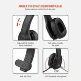 Audiocore AC864 Bluetooth-headset met ruisonderdrukkende microfoon voor callcenter-over-ear-koptelefoon 32 uur gesprekstijd Handsfree draadloos Compatibel met Google Assistant en Siri