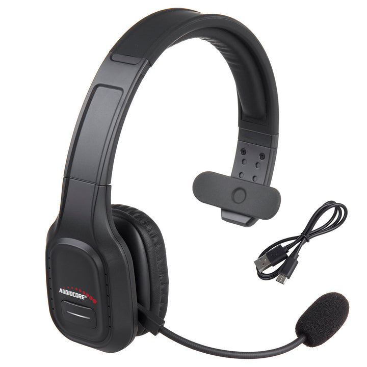 Audiocore AC864 Bluetooth-headset met ruisonderdrukkende microfoon voor callcenter-over-ear-koptelefoon 32 uur gesprekstijd Handsfree draadloos Compatibel met Google Assistant en Siri