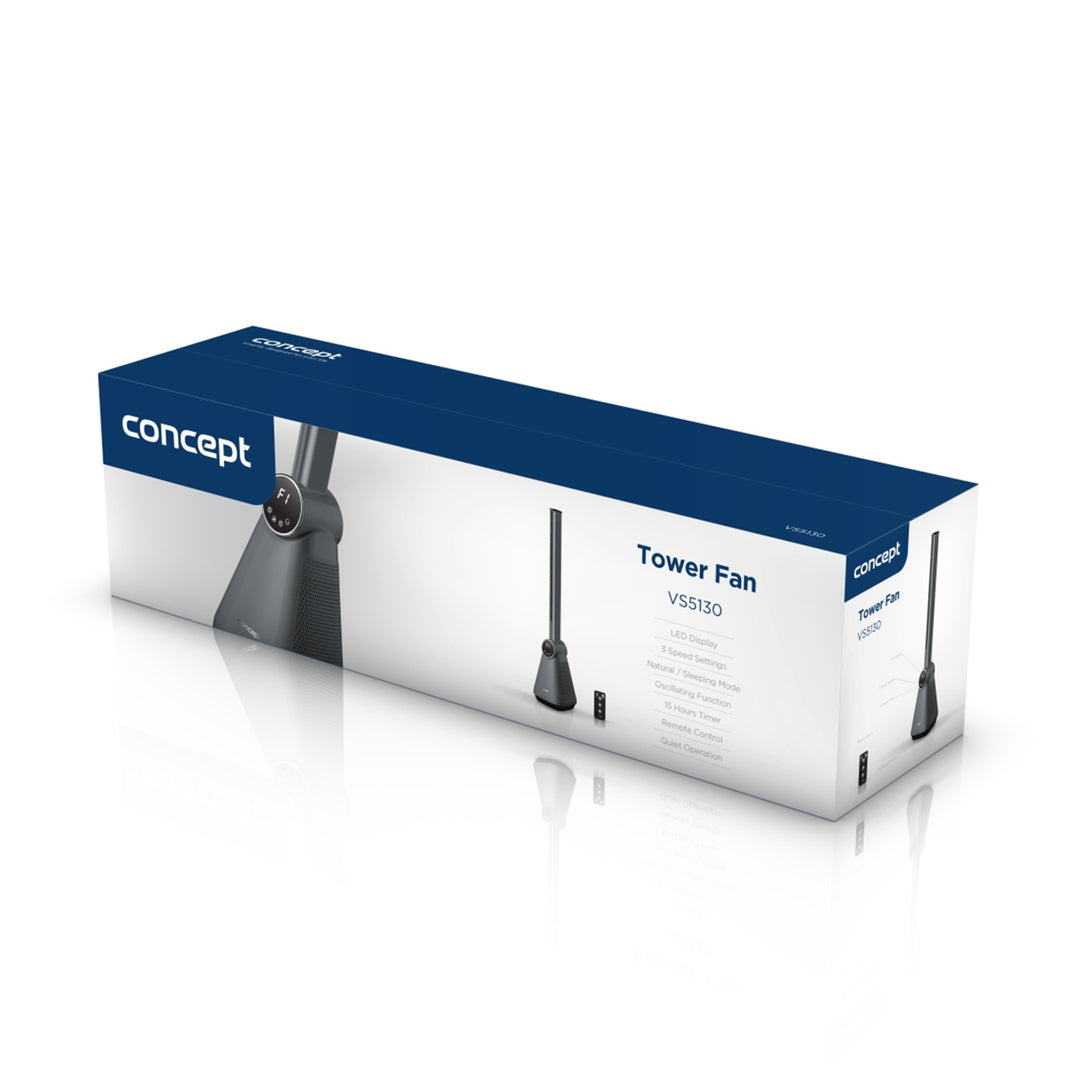 CONCEPT Torenventilator met afstandsbediening en timer -3 snelheden - Zwart