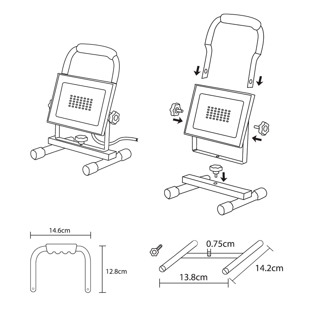 Maclean MCE632 Gele Vloerstandaard voor Maclean LED Schijnwerper Staal Instelbare Hoek MCE550/650 MCE652