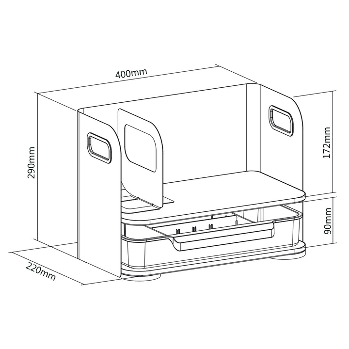 Ergo Office - Bureau-organizer met lade en boekensteun | Bureau-benodigdheden-organiser Bureaulade tot 10 kg Wit