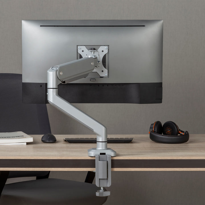 Ergo Office ER-447 1-Weg monitor beugel met gasveer 17 - 32 inch Dubbele arm tafelmontage Monitorarm Draaibaar Kantelbaar Draaibaar VESA 75 x 75 100 x 100 tot 10 kg Aluminium