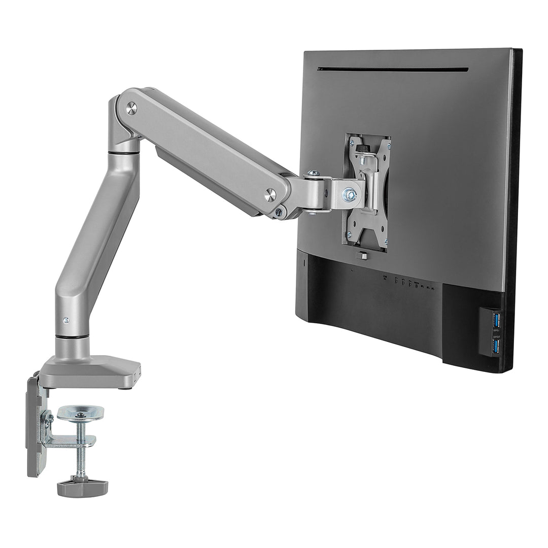 Ergo Office ER-447 1-Weg monitor beugel met gasveer 17 - 32 inch Dubbele arm tafelmontage Monitorarm Draaibaar Kantelbaar Draaibaar VESA 75 x 75 100 x 100 tot 10 kg Aluminium