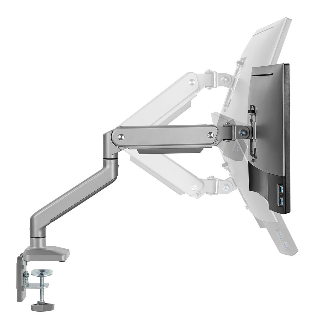 Ergo Office ER-447 1-Weg monitor beugel met gasveer 17 - 32 inch Dubbele arm tafelmontage Monitorarm Draaibaar Kantelbaar Draaibaar VESA 75 x 75 100 x 100 tot 10 kg Aluminium