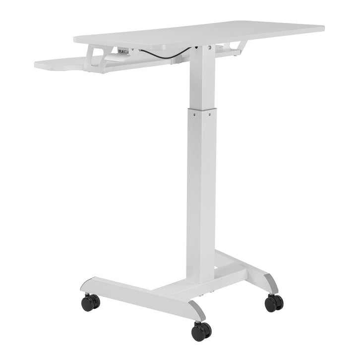 Ergo Office ER-444 In hoogte verstelbaar zit-sta bureau met wielen Werkstation met dubbel platform Belastbaar tot 8kg Gaslift Wit