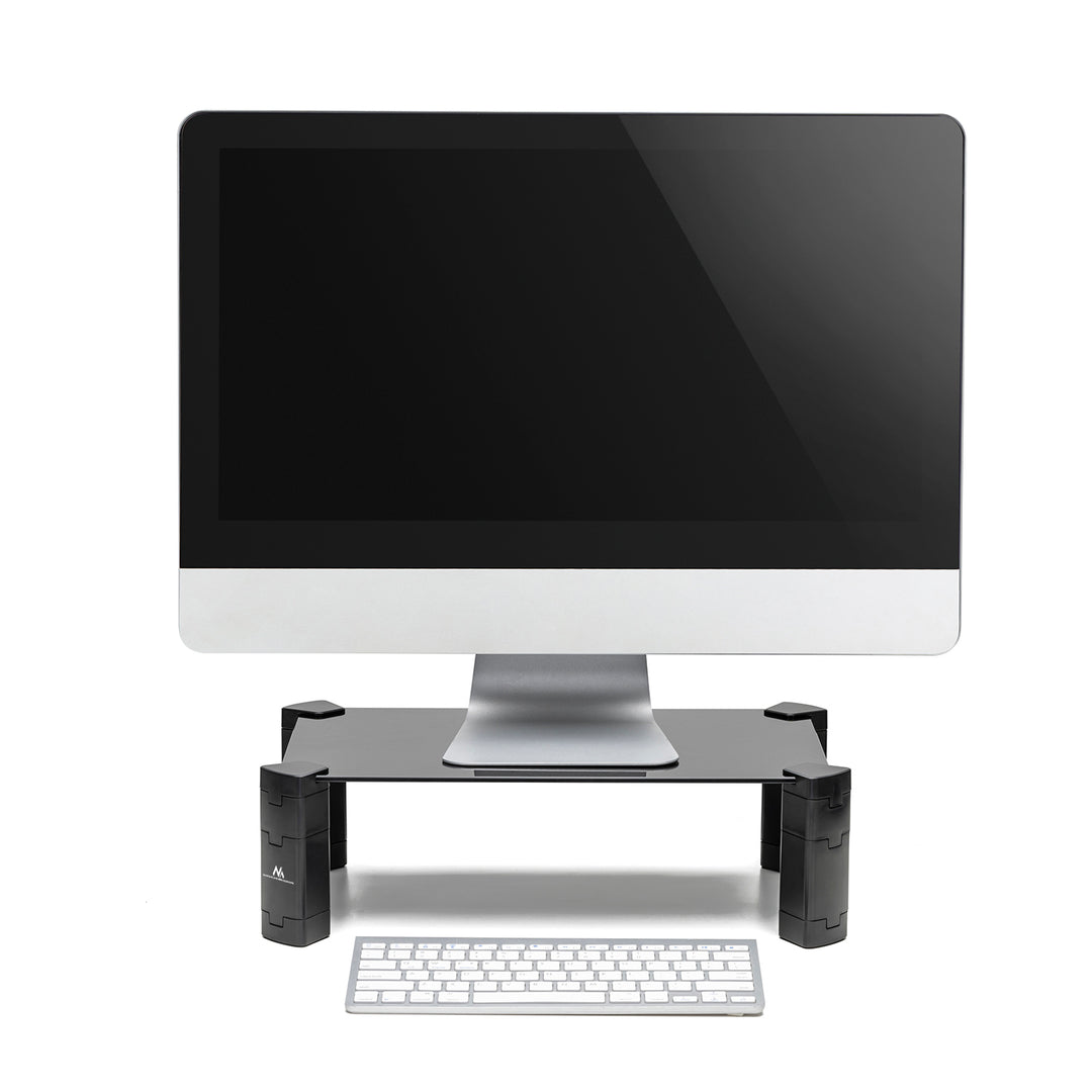 Maclean MC-934 Monitorstandaard In hoogte verstelbare Laptopstandaard Gehard glas Monitorverhoger Laptopmonitorstandaard tot max. 20kg