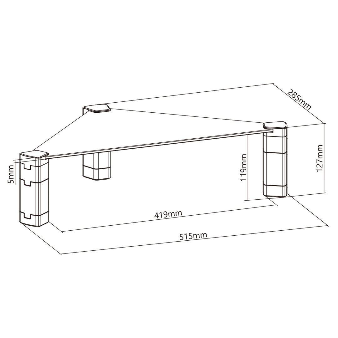 Maclean MC-935 Support pour écran Support pour écran réglable en hauteur Support pour ordinateur portable Étagère d'angle Support pour écran en verre trempé Support pour écran pour ordinateur portable jusqu'à 20 kg Triangulaire