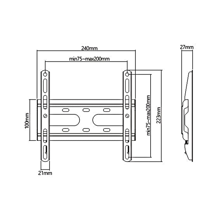 Maclean MC-937 Support mural pour TV LCD LED OLED QLED Plasma plat et incurvé 23-42 pouces support TV fin jusqu'à 45 kg Max Vesa 200 x 200