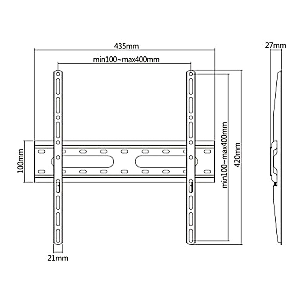 Maclean - Support TV économique - Vesa 400x400 - 32-55" max jusqu'à 45kg - Noir