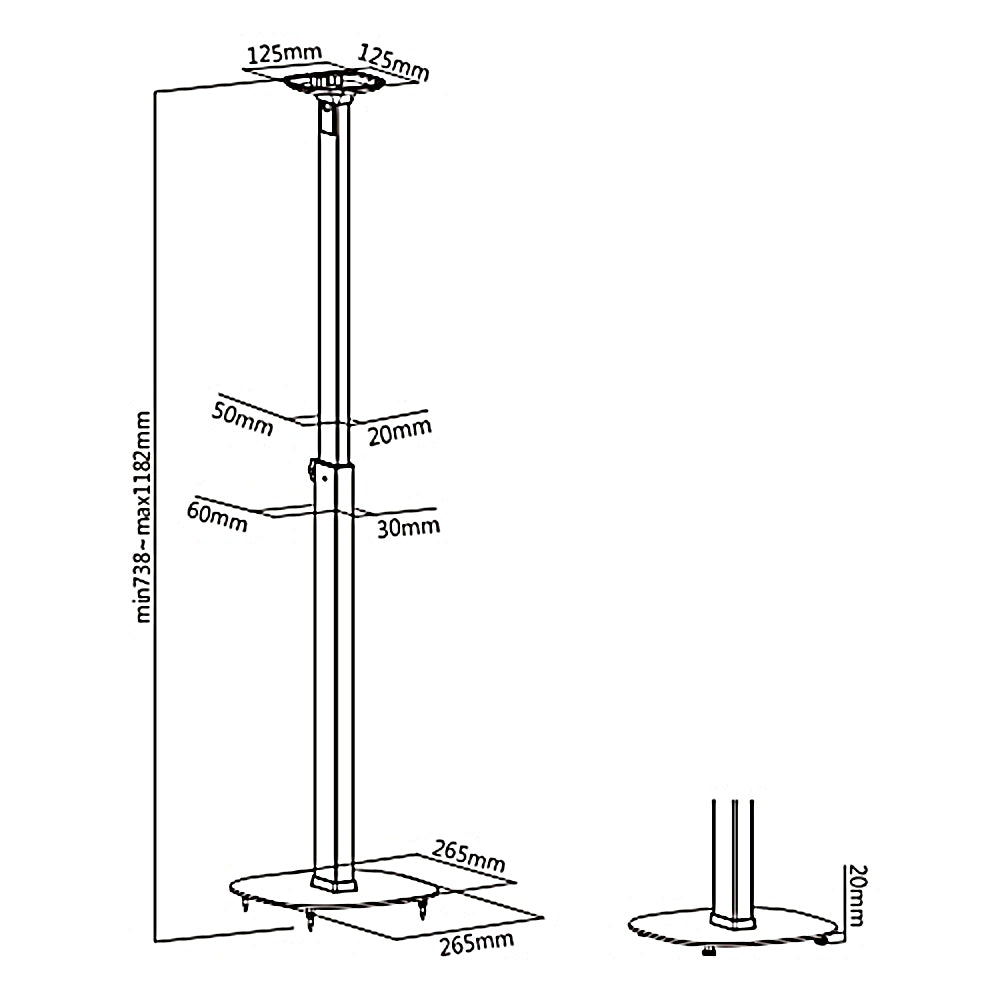 Maclean MC-940 Support de sol pour haut-parleur compatible avec Sonos One et One SL avec gestion des câbles, montage jusqu'à 10 kg