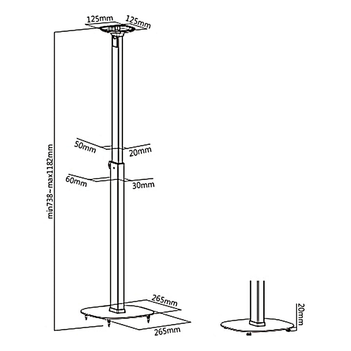 Maclean MC-940 Luidspreker Vloerstandaard Compatibel met Sonos One en One SL Stand met Kabelmanagement Bevestiging tot 10kg