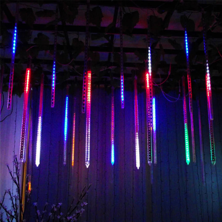 Maclean MCE412 Solar LED Icicle Fairy Lights 144 LED 8 x 30 cm Icicles RGB Lichtgordijn 2,4 m Kerstverlichting IP44 Decoratie Solar Light