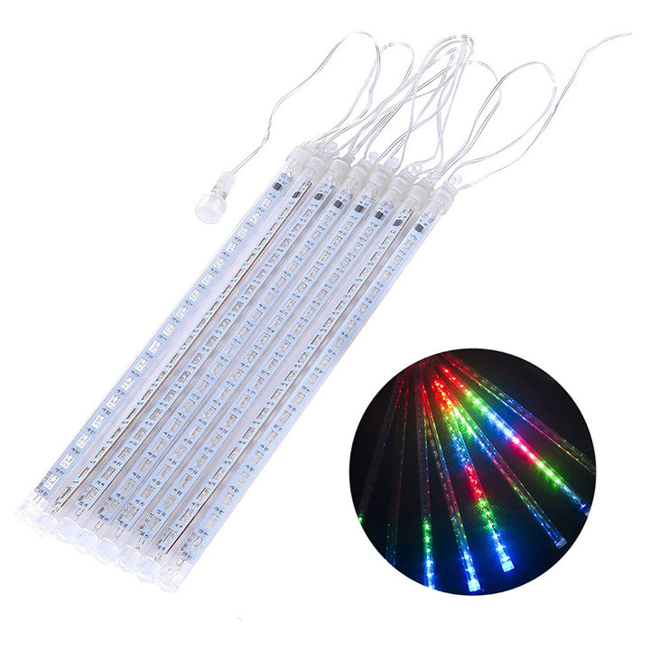 Maclean MCE412 Solar LED Icicle Fairy Lights 144 LED 8 x 30 cm Icicles RGB Lichtgordijn 2,4 m Kerstverlichting IP44 Decoratie Solar Light