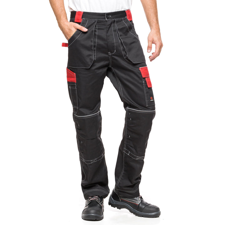 HELIOS BROEK ZWART / ROOD Maat 52. (94-98)
