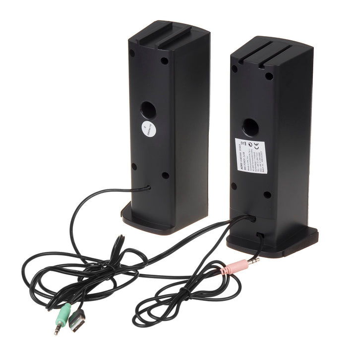 Audiocore AC955 2 en 1 2.0 haut-parleurs PC avec fonction barre de son rétro-éclairage rvb haut-parleurs stéréo 2x3W RMS AUX 3.5mm alimenté par USB