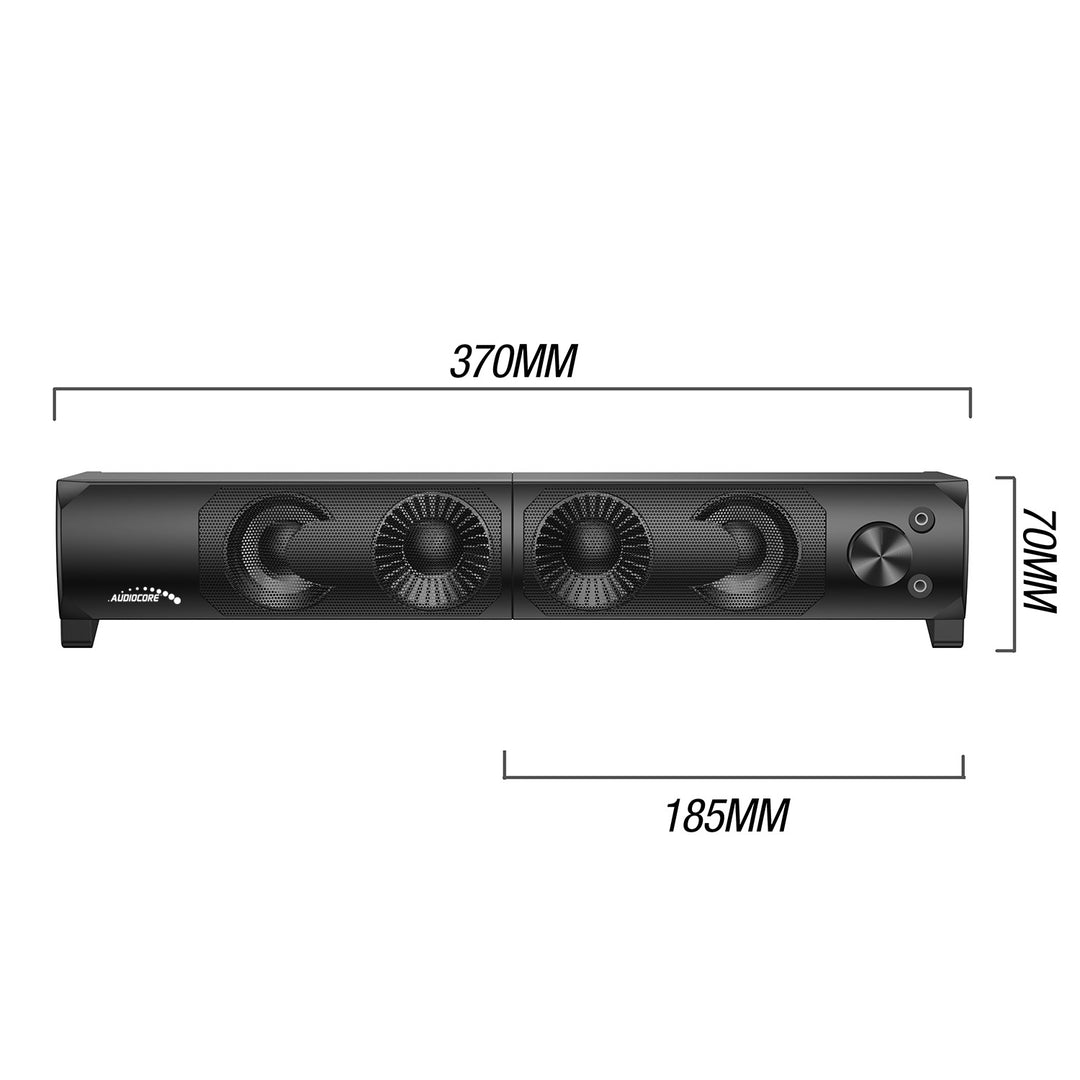 Audiocore AC955 2 in 1 2.0 PC-luidsprekers met Soundbar-functie RGB-achtergrondverlichting Stereoluidsprekers 2x3W RMS AUX 3,5 mm USB-voeding