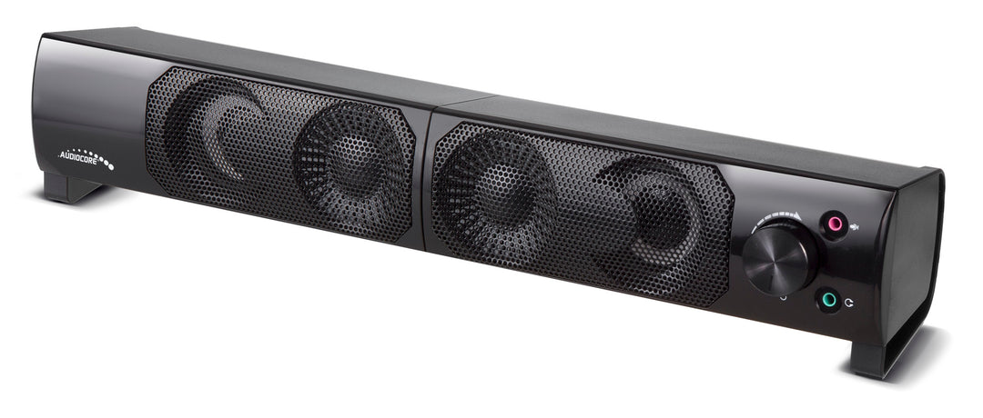 Audiocore AC955 2 en 1 2.0 haut-parleurs PC avec fonction barre de son rétro-éclairage rvb haut-parleurs stéréo 2x3W RMS AUX 3.5mm alimenté par USB