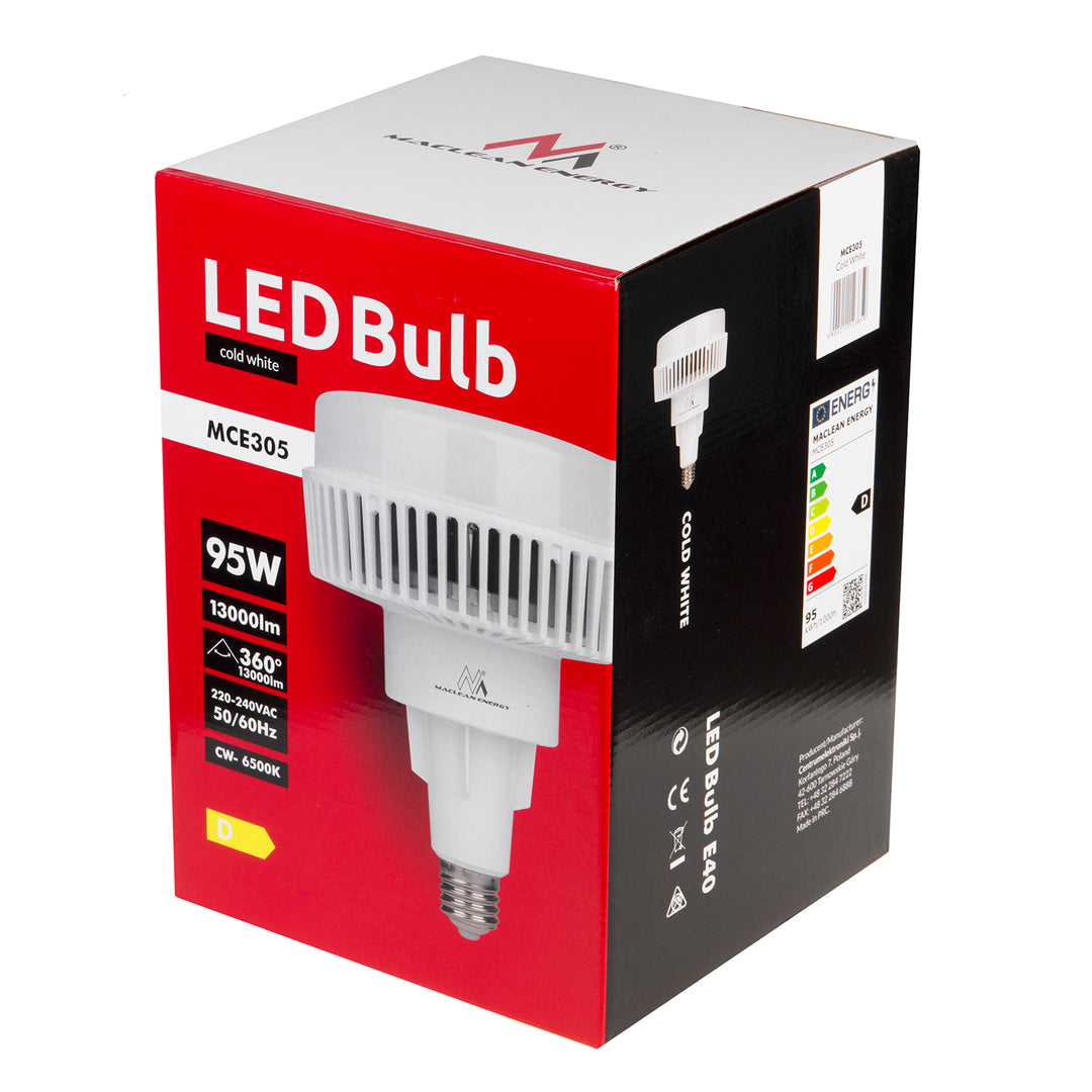 Maclean - Ampoule LED CW à incandescence E40 95W 230V Source de lumière - Blanc froid | lampe à économie d'énergie lampe haute performance 6500 K 13000 lumen