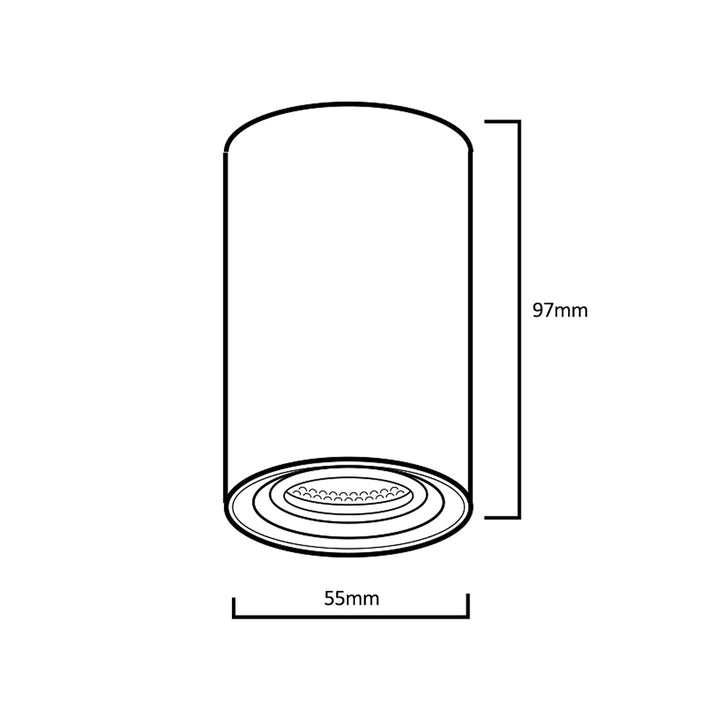 Maclean MCE 458 Plafondlamp opbouw met GU10 fitting voor LED en halogeenlampen t/m 35W 55x100mm Opbouwspots aluminium rond