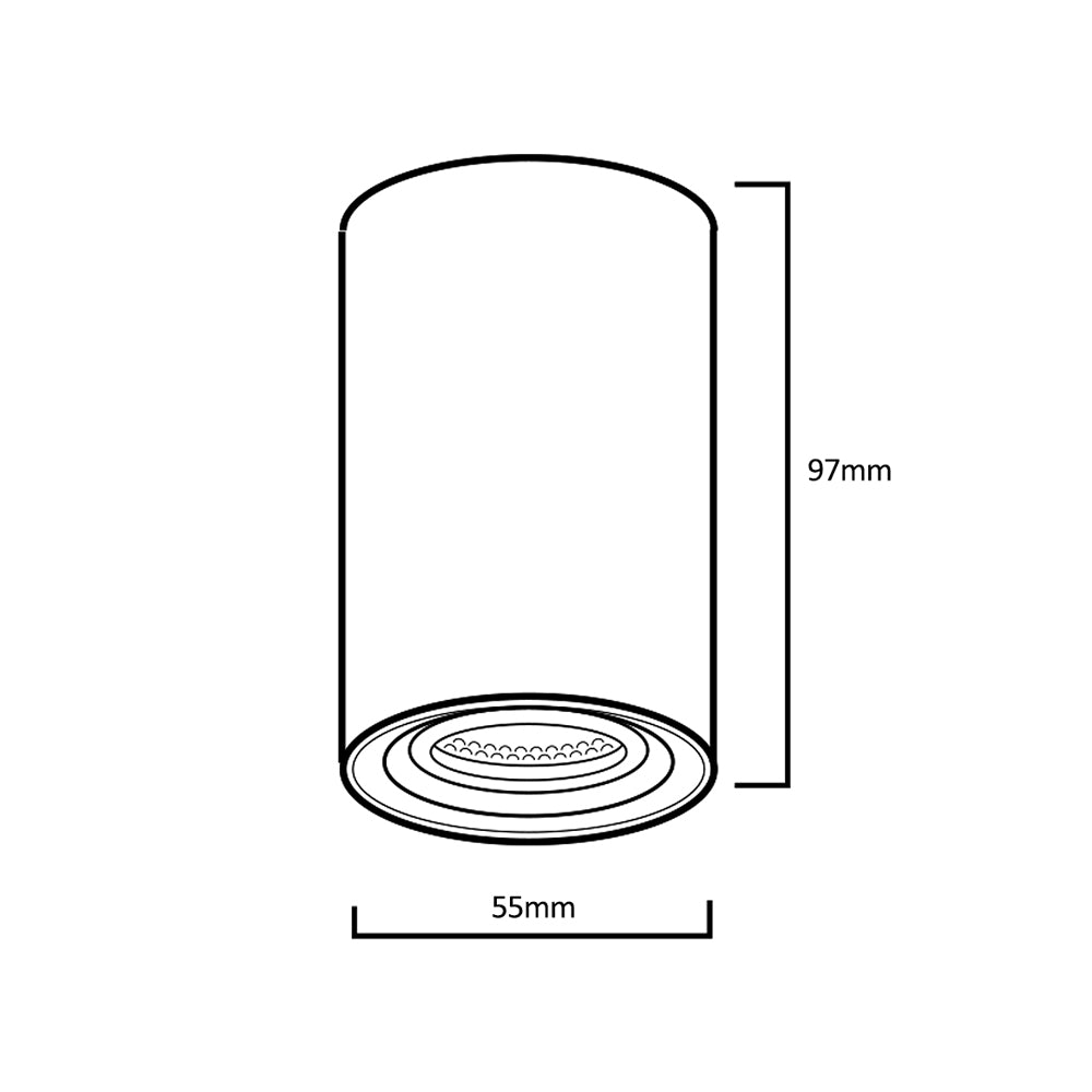 Maclean MCE 458 Plafondlamp opbouw met GU10 fitting voor LED en halogeenlampen t/m 35W 55x100mm Opbouwspots aluminium rond