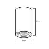 Maclean MCE 458 Plafondlamp opbouw met GU10 fitting voor LED en halogeenlampen tot 35W 55x100mm Opbouwspots aluminium rond