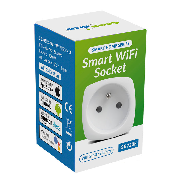 Green Blue GB720 E Smart WiFi Socket Compatibel met Google Home Google Assistant Alexa Siri Smart Home Schakelbare Socket Max 3680W type E