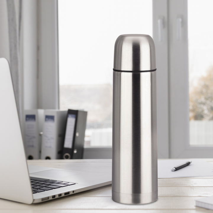 Bouteille isotherme thermos avec gobelet et étui de transport pour boissons chaudes ou froides (1000 ml)