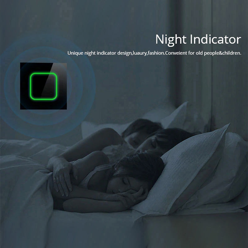 Interrupteur tactile intelligent WiFi 2 voies compatible avec l'application Tuya, interrupteur mural en verre avec éclairage LED à couleur changeante, interrupteur encastré 85 x 85 mm (angulaire 2 voies, noir)