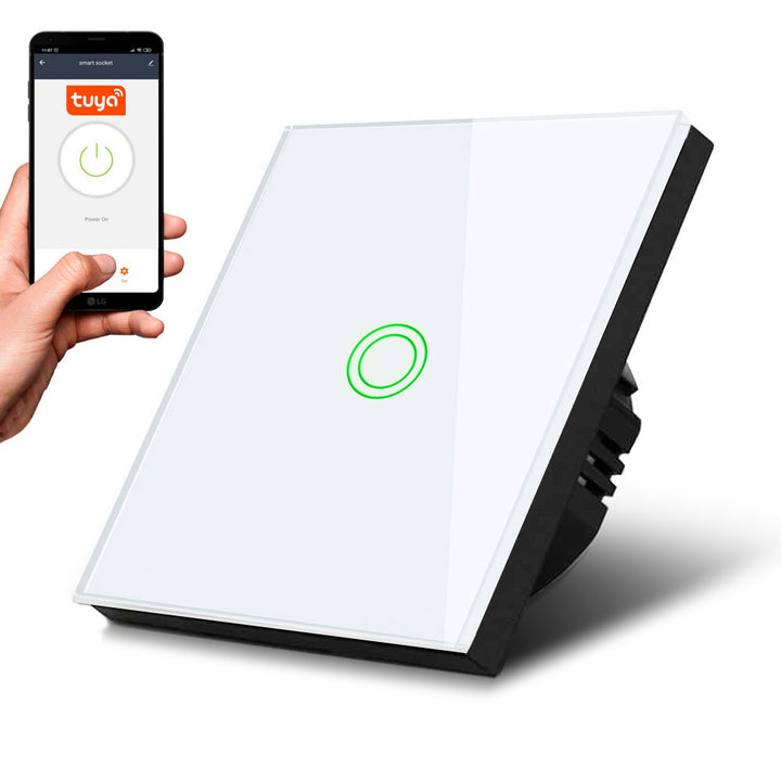 Maclean - Schakelaar Slimme WiFi Touch Light Switch compatibel met Tuya APP Muurschakelaar Glazen schakelaar met kleur veranderende LED