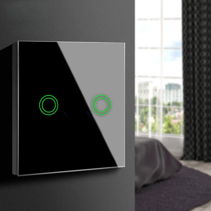 Maclean - Aanraakschakelaar Slimme WiFi 2-voudige Touch Light Switch compatibel met Tuya APP Wandschakelaar | Glazen schakelaar met kleur veranderende LED-verlichting